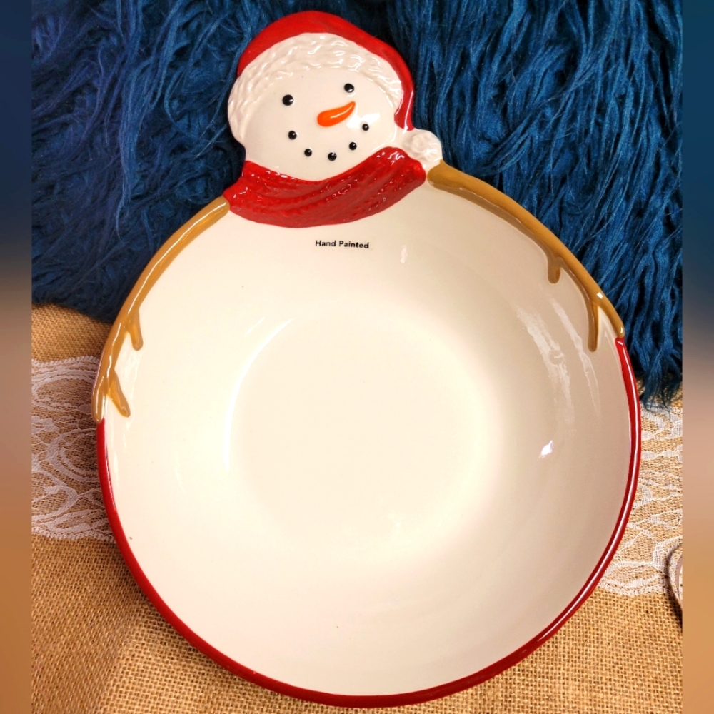 St Nicholas square snowman bowl hand painted